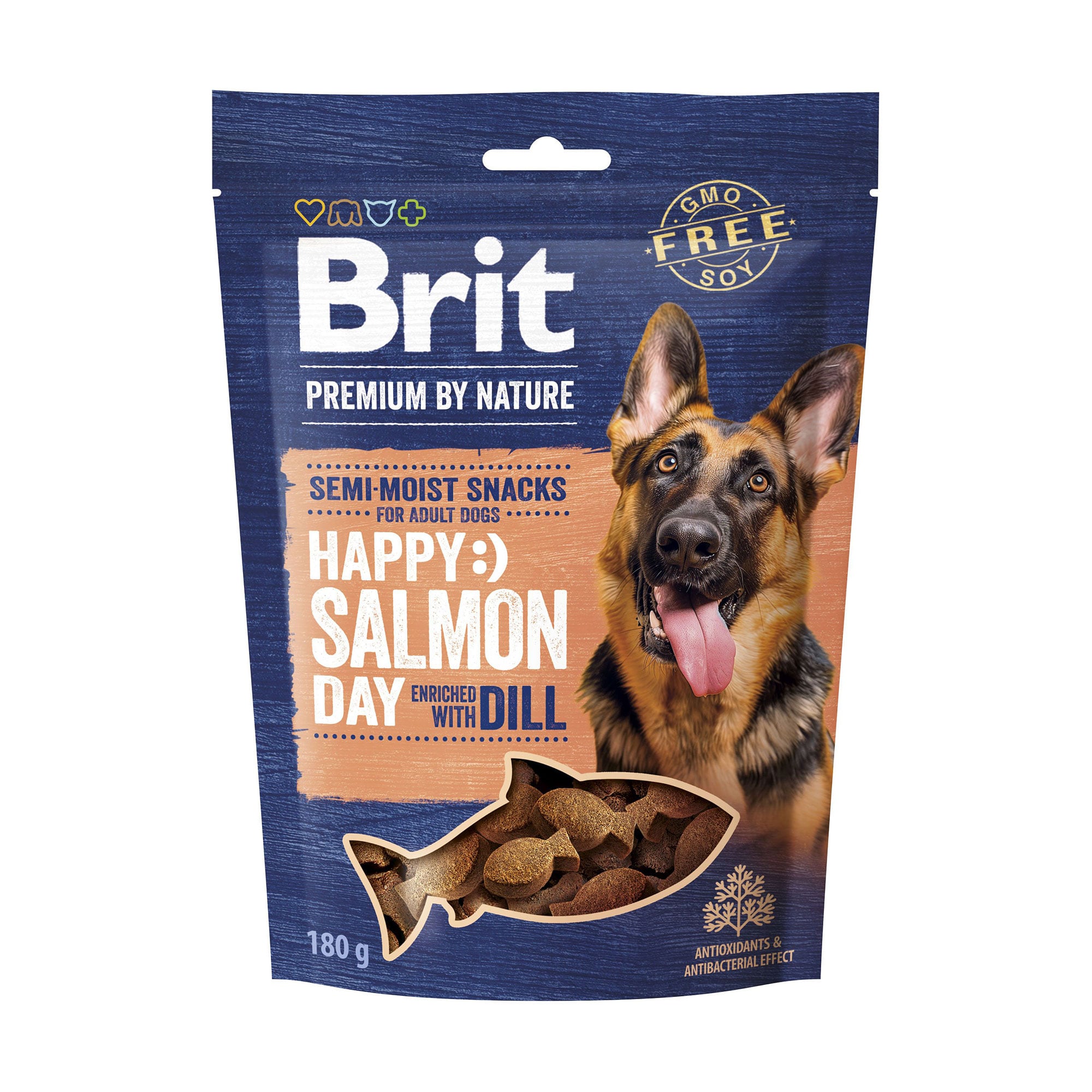 Ласощі для дорослих cобак Brit Premium by Nature Semi-Moist Snacks напіввологі, з лососем і кропом, 180 г
