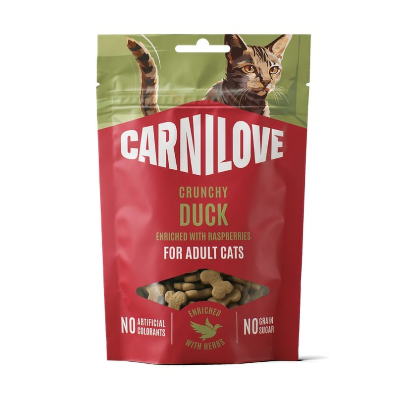 Ласощі для дорослих котів Carnilove Crunchy Snack Duck With Raspberries з качкою та малиною, 50 г