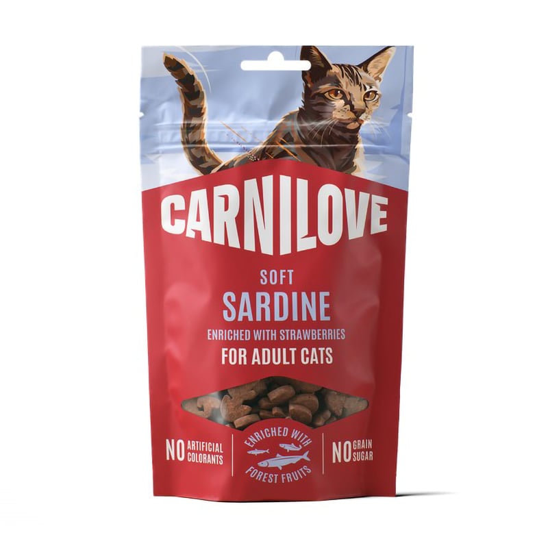 Ласощі для дорослих котів Carnilove Soft Snack Sardine With Strawberry з сардинами та полуницями, 50 г